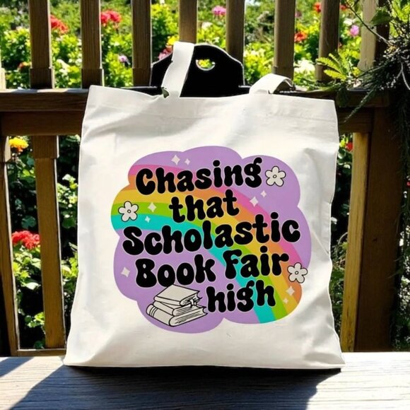 SCHOLASTIC BOOK FAIR High Canvas Shoulder Tote Bag NEW NWOT - Picture 1 of 3